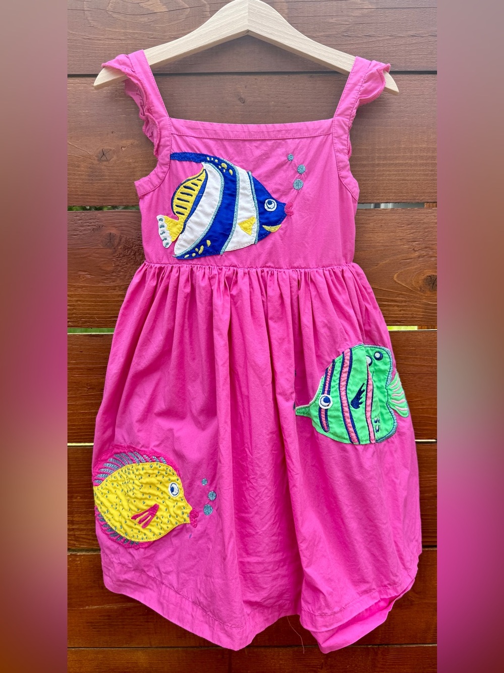 Mini Boden Summer Sundress with fish appliqués size 3-4